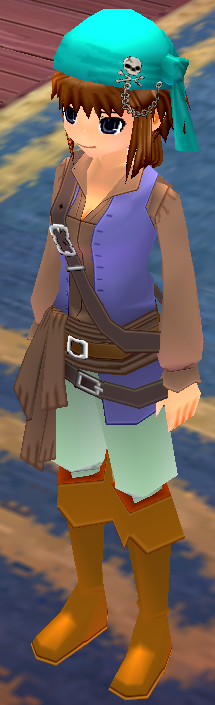 Equipped Female Boatswain Pirate Set viewed from an angle