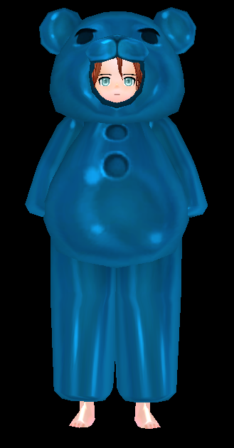 Equipped Gummy Bear Costume viewed from the front with the hood down