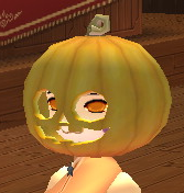 Equipped Pumpkin Hat viewed from an angle