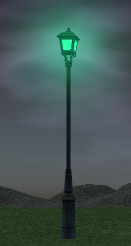 How City Lamp (Green) appears at night