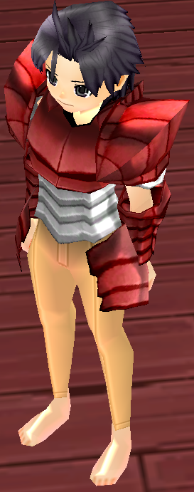 Equipped Male Dragon Rider Plate Armor (Red) viewed from an angle