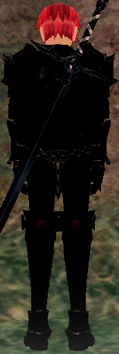 Equipped Black Dragon Knight's Armor (NPC only) viewed from the back