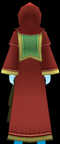 Equipped Guild Robe viewed from the back with the hood up
