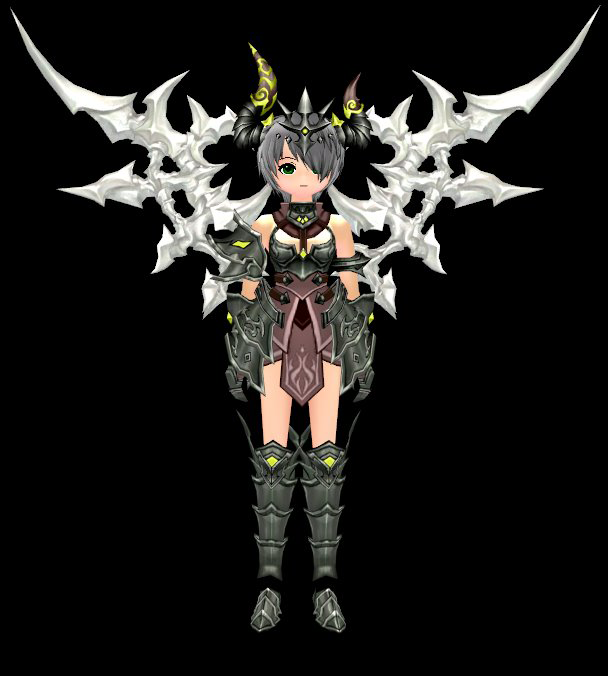 Equipped Brilliant Abyss Dragon Bone Wings viewed from the front