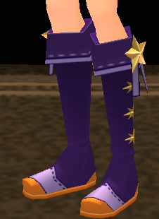 Equipped Night Mage Boots viewed from an angle