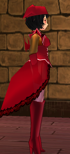 Equipped Red Succubus Set viewed from the side