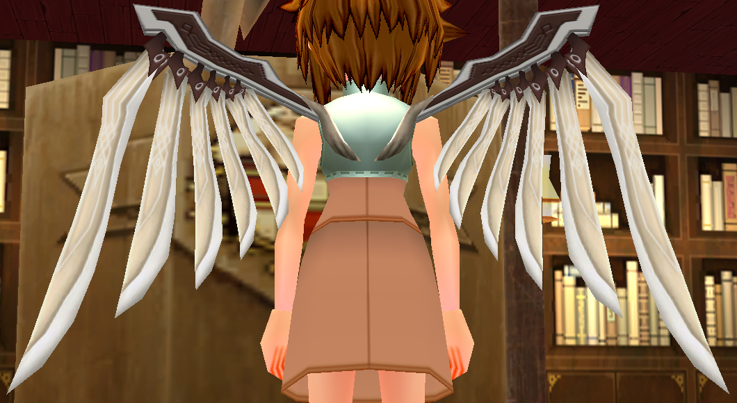 Equipped Male Sword Spirit Wings viewed from the back