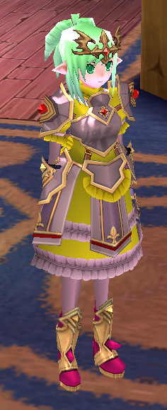 Equipped Female Bhafel Slayer Set viewed from an angle