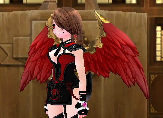 Equipped Tiny Scarlet Guardian Angel Wings viewed from an angle