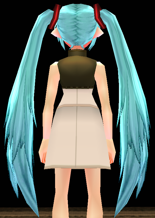 Equipped Hatsune Miku Wig viewed from the back
