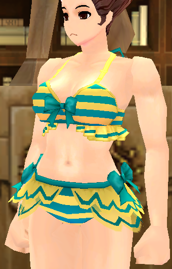 Equipped Giant Striped Swimsuit (F) viewed from an angle