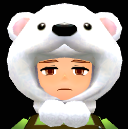 Equipped White Bear Hat (M) viewed from the front