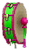 Inventory icon of Bass Drum (Green Base, Pink Rims, Pink String)
