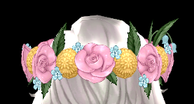 Equipped Troupe Member Flower Crown viewed from the back