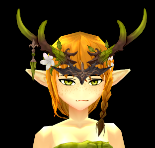 Equipped Horn of the Divine Beast Forehead Decoration (Face Accessory Slot Exclusive) viewed from the front