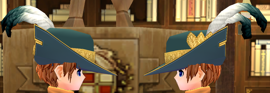 Equipped Justice Suit Hat viewed from the side