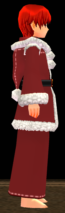 Equipped Santa Suit (M) viewed from the side with the hood down