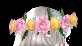 Equipped Troupe Member Flower Crown viewed from the side