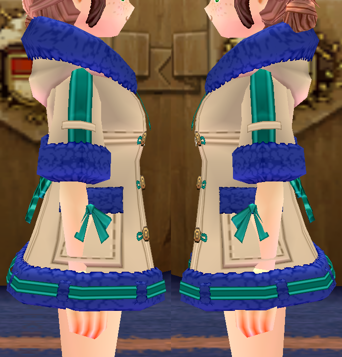 Equipped Cheerful Snowflake Coat (F) viewed from the side