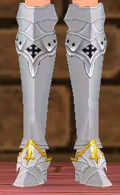 Equipped Saint Guardian's Boots (M) viewed from the front