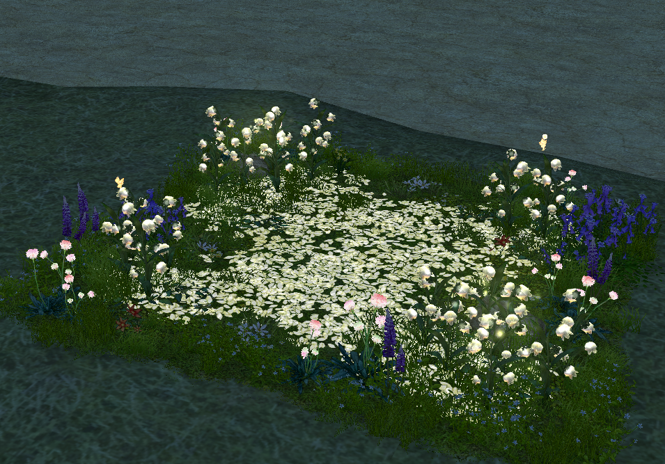 How Homestead Fairy Flower Garden appears at night