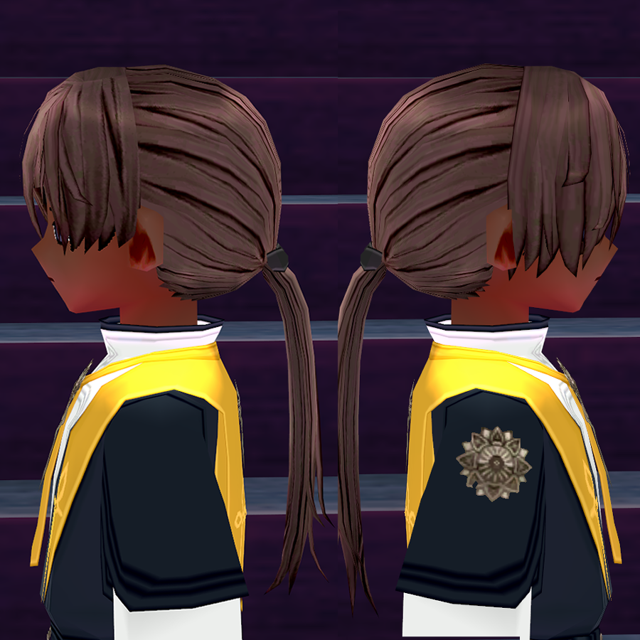 Equipped Battle Butler Wig and Hairtie (M) viewed from the side