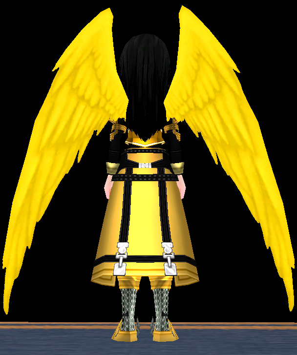 Equipped Yellow Heavenly Grace Wings viewed from the back