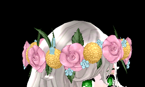 Equipped Troupe Member Flower Crown viewed from an angle