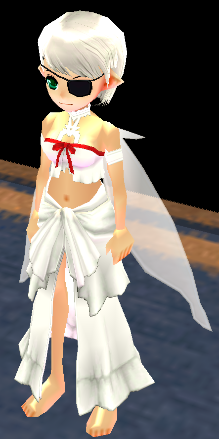 Equipped Asuna ALO Outfit (White Dress, White Wings, Red Trim) viewed from an angle