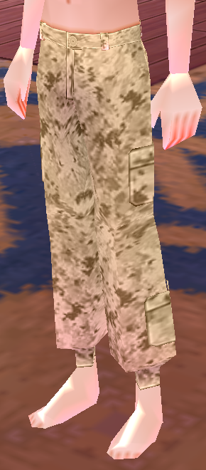 Equipped Desert Soldier Camo Pants (M) viewed from an angle