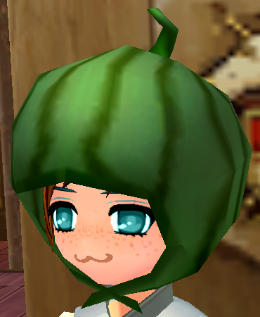 Equipped Watermelon Hat viewed from an angle