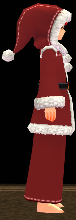Equipped Santa Suit (M) viewed from the side with the hood up