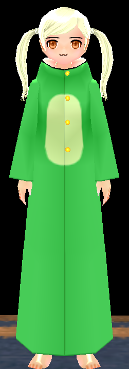 Equipped Female Frog Robe viewed from the front with the hood down