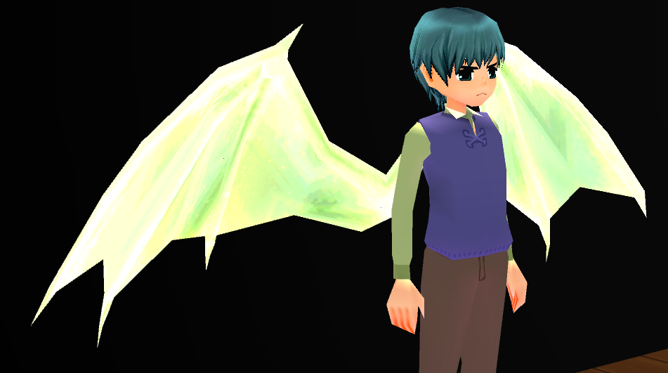 Equipped Green Ice Dragon Wings viewed from an angle