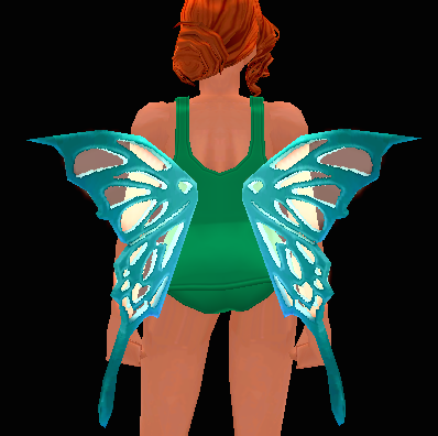 Equipped Turquoise Cutiefly Wings viewed from the back