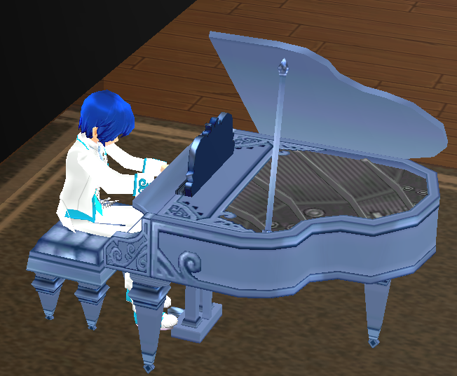 Equipped Piano (Blue to Teal Flashy) viewed from an angle