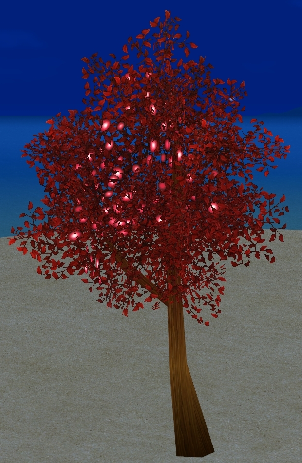 How Homestead Red Dunbarton Magic School Tree appears at night