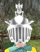 Equipped Dragon Crest (White) viewed from the front with the visor down