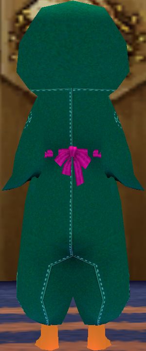 Equipped Penguin Robe viewed from the back with the hood up