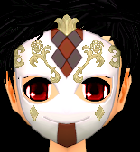 Equipped Gilded Troupe Member Mask (Face Accessory Slot Exclusive) viewed from the front