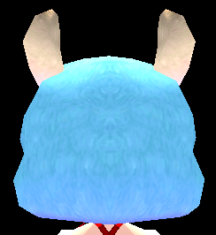 Equipped Alpaca Mascot Head viewed from the back with the hood up