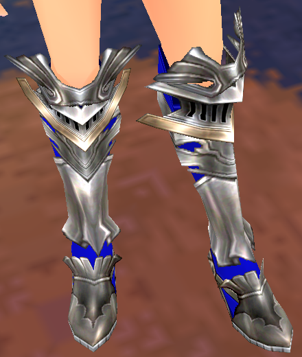 Equipped Avelin's Greaves (Dyed) viewed from an angle