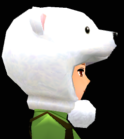 Equipped White Bear Hat (M) viewed from the side