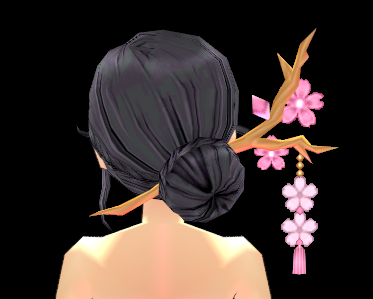 Equipped Cherry Blossom Wig and Hair Piece (F) viewed from the back