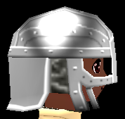 Equipped Iron Mask Headgear viewed from the side