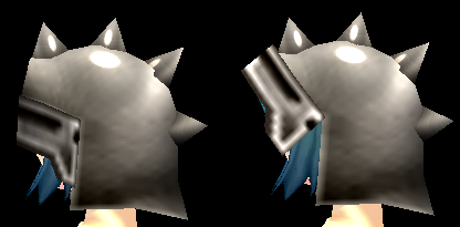 Equipped Spiked Helm viewed from the side