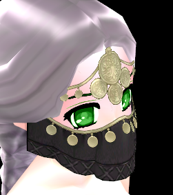Equipped Gilded Troupe Member Veil (Face Accessory Slot Exclusive) viewed from an angle