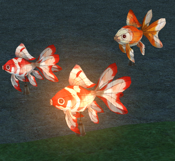 How Homestead Goldfish Trio Lamp appears at night