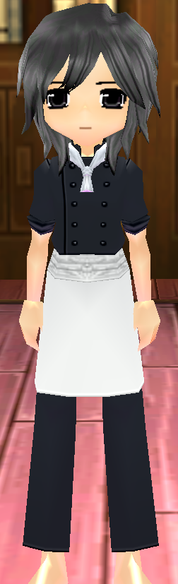 Equipped Tork's Chef Uniform (M) (Black and White) viewed from the front