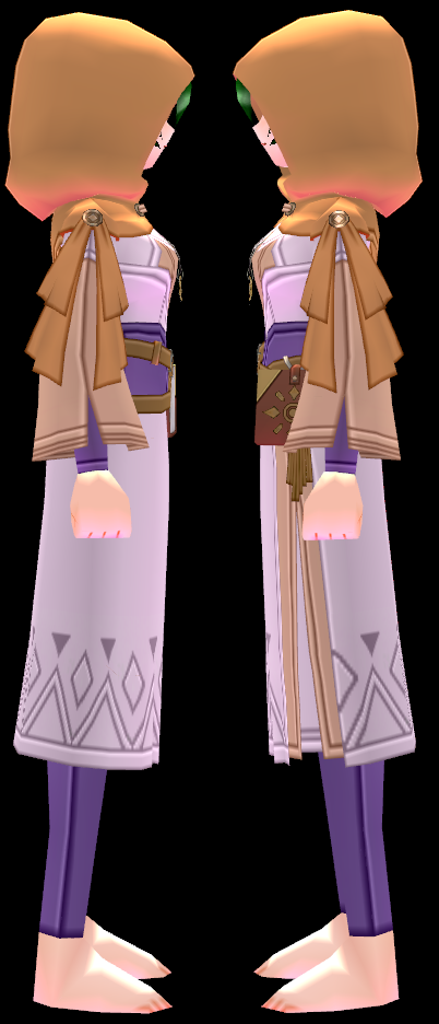 Equipped Female Brielle's Outfit viewed from the side with the hood up